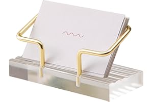 LdawyDE Visitenkartenhalter Premium Business Visitenkarten Halter – Acrylbasis mit Golden Card Holder, Eleganter Moderner Visitenkartenständer für Büro und Schreibtisch Visitenkarten Aufbewahrung