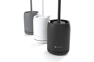 SAVEGA – Scopino WC in silicone nero – Spazzola bagno con supporto da parete senza fori – Portascopino igienico design – Set scopino bagno moderno (Nero)