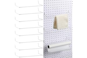 NUANCHU 8 Pcs Paper Towel Holder for Pegboard Extendable Peg Board Organizer Accessories Pegboard Paper Towel Holder Pegboard Accessories for Craft Room, Laundry Room, Kitchen, Bathroom, Workshop (White)