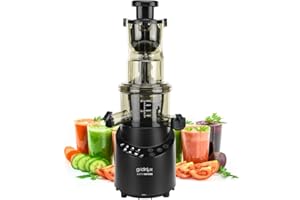 Gridinlux | Licuadora Prensado en Frio | Extractor de Zumos y Jugos con Función Inversa | Exprimidor de Zumos | Licuadora Verduras y Frutas | 8 Programas | Motor Silencioso | Accesorios y Recetario