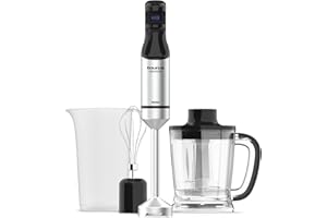 Taurus - Batidora de mano | 1500W Potencia | Regulador de 20 velocidades ajustable | Función Turbo | Cuchillas de acero inoxidable | Pica hielo | Diseño ergonómico | Vaso medidor 700 ml | Inox