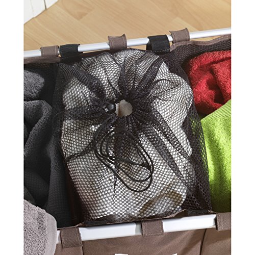 Wenko 3440013100 Wäschesammler Trio Braun – Wäschekorb, 130, Kunststoff – Polyester, 63 x 57 x 38 cm, Braun - 3