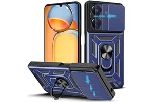 Loyhee Funda para Xiaomi Redmi 13C / Poco C65 4G (6.74"), Protección de la Cámara Carcasa con Cubierta de Cámara Deslizante y Soporte de Anill PC Dura y TPU Silicone Anti-Choque Case – Azul