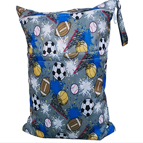 NovoGifts Large Travel Wet and Dry Cloth Diaper Zipper Bag Waterproof Washable Reusable 14x11.5"