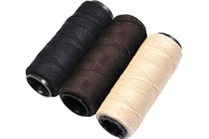 YTBYT 3 Rollen Nähgarn Webfäden für Herstellen von Perücken Handnähen Haarschuss DIY (Schwarz, Beige, Braun)