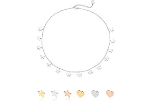 inSCINTILLE Collana con Stelle Pendenti Donna in Acciaio Inossidabile con Chiusura Regolabile, Collana Stelline ad 1/2/3 Fili con Confezione Regalo