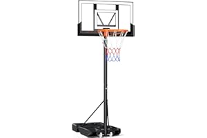 Yohood Basketball Hoop Outdoor, 10FT Professional Portable Basketball Hoop for Kids Adults Youth, Basketball Stand with Wheels Sturdy Backboard Adjustable Height Net Set System Game Park Garden