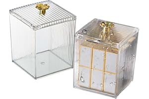 SVOCK 2 Pezzi Porta Dischetti Struccanti, Organizzatore Bagno, Porta Cotton Fioc, Contenitore per Dischetti Struccanti Con Coperchio per Toilette, Camera da Letto