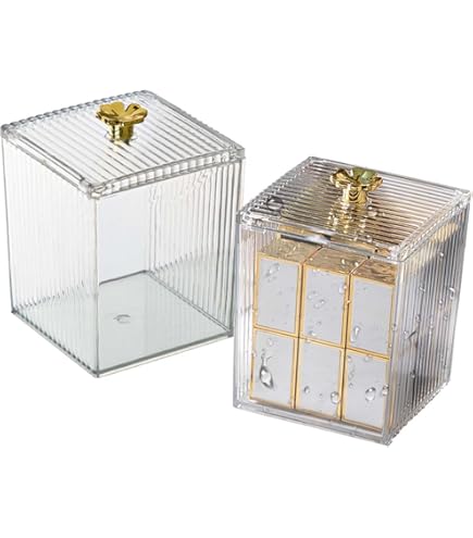 Portaoggetti A Forma Di Girasole - 2 Pezzi Con Coperchio, Per Cotton Fioc E Trucchi, Trasparente - Foto 6