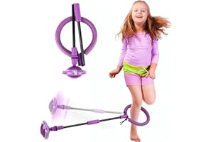 SINWIND GUBOOM Bola de Salto de Tobillo,Anillo de Salto Intermitente,Anillo de Salto deTobillo Plegable,LED Saltar Bola para Niños,Equipo deJuguete de Fitness para niños, Pelota de Baile para Niños, Púrpura