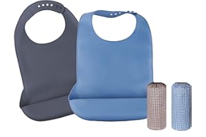 Aedcbaide Śliniak dla dorosłych, wodoodporny, nadaje się do prania, wielokrotnego użytku, ochrona odzieży ze zdejmowaną torbą, nan