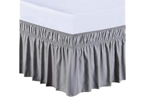 Meila Drei Stoff Seiten und Elastic um massiv Bed Rock, Easy auf/Easy Off Staub Gekräuselte bed-skirts 40,6 cm Drop, Polyester-Mischgewebe, grau, Twin/Full