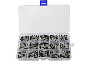 WINGONEER 600PCS 15Values 40-160V 50-600mA Ensemble assortiment de transistor de puissance NPN PNP Assortiment 2N2222-S9018 Triode + Boîte en plastique