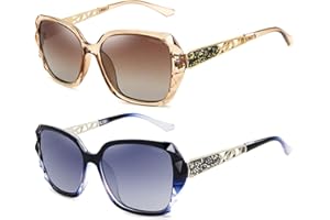 ANDOILT Gafas de Sol Polarizadas de gran Tamaño para Mujer con Marco Compuesto Brillante Clásico para Señoras