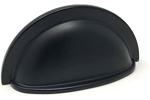 HANDLE & HOME 64mm Matt Black Cup Handle for Kitchen Cabinets | Drawers | Bedroom | Bathroom | Furniture | Cupboards