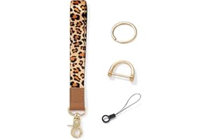 ‎VICLOON Vicloon Schlüsselband für das Handgelenk, Schlüsselbänder Wristlet, mit Metall Ring und Hohe Qualität Leder, Keychain Handgelenksband, für Schlüssel, Mobile Handys Telefon, Kamera(Leopardenmuster)