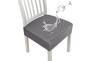 JUNZHE Diamond Lattice - Fundas Impermeables para Asientos de sillas para sillas de Comedor,Cocina, Fundas extraíbles y Lavables para Cojines de Asiento de Silla (Gris,6 Piezas)
