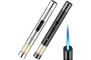 HOSPAOP 2 mecheros de gas rellenables, llama de chorro de 19 cm, encendedor eléctrico resistente al viento para velas, cocina, camping, barbacoa, chimenea, regalos para hombres (sin gas)
