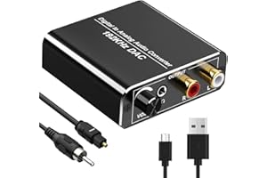 DAC Converter 192KHz Fokky Digital SPDIF Toslink to Analog Audio Converter with Volume Control, Optical to RCA L/R Audio Converter with Optical Cable, Coaxial Cable, for PS3 PS4 Xbox Blu-ray TV