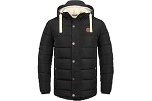Blend BHFrederic Herren Winterjacke Steppjacke Jacke gefüttert mit abnehmbarer Kapuze Kordelzug Knöpfen Eingrifftaschen Regular fit