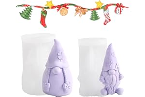 Wondsea 2 Pièces Moules à bougies de Noël en silicone,Moule en Silicone 3D le Père Noël,Bougie Père Noël,moule silicone noel,moule de moulage de savon 3D pour l'artisanat de bougies d'aromathérapie