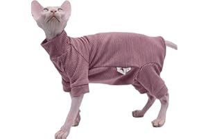 DUOMASUMI Vestiti per gatti senza pelo, a quattro zampe, in velluto, caldo e morbido, per autunno e inverno, per gatti Sphynx, Devon Rex, Cornish (Small)