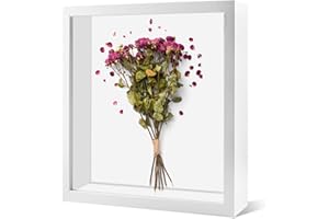 FORHOME 3D Bilderrahmen 20x20 cm,Objektrahmen Tief Bilderrahmen,3D Bilderrahmen zum Befüllen,Objektrahmen Weiß,zum Befüllen Rahmen Quadratisch Rahmen für Fotos,Blumen,Hochzeitsstrauß,Deko Wand/Schreibtisch