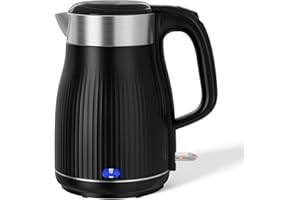 QEXREED Electric Kettle Stainless Steel 1.8L, Kettles Electric with Keep Warm Function, 1500W-1800W Rapid Boil, Auto Shut-Off and Boil-Dry Protection, Black