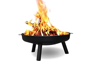 EINFEBEN Brasero rond de qualité supérieure avec pieds amovibles, foyer avec poignées pour le jardin, la terrasse, l'intérieur et l'extérieur, le camping, le barbecue, Ø 75 cm