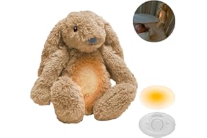 ZAZU - Ro del coniglietto Baby Sonno con batteria ricaricabile – Luce notturna in diversi colori e suoni rilassanti, sensore vino, spegnimento automatico e cavo di ricarica USB-C (beige)