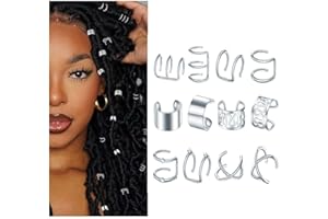 NT-LING Hair Jewelry for Braids Accessories, Braids Dreadlock Accessories Non-piercing Ear Clip Adjustable Cuffs Hair Charms and Styling Jewelry Tools for Women Men Styling (Silver)