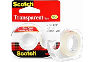 Scotch Transparent Tape on a Dispenser 1/2 x 450 in (12mm x 11.43m), 1 roll/dispenser | Clear Tape | Strong adhesive | Permanent | Wrapping, Sealing and Mending | Scotch Tape | Tape Dispenser