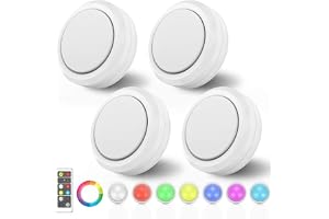 MOUJUCHI RGB Underskåpsbelysning - Trådlösa LED-lampor, Batteridrivna, Dimbar Med Fjärrkontroll för Kök, Garderob, Trapphylla