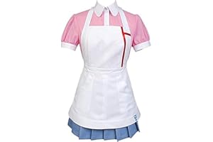 JINGHE Danganronpa 2 Nurse Uniform Mikan Tsumiki Cosplay Costume, Japanese Anime Maid Outfit Short Sleeve Pink Fancy Dress Full Set for Girls Women