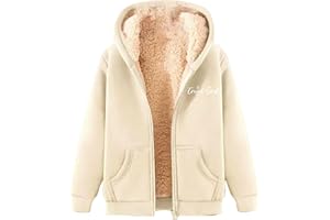 Dwevkeful Veste D'Hiver Chaude En Polaire Pour Femme - Veste De SurvêTement D'Hiver Avec Capuche - ÉLéGante Couleur Unie - Veste De Transition - Grandes Tailles