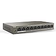 Tenda TEF1110P-8-63W PoE Switch 10-Port/100M Ethernet Network Switch, Hub, 8 PoE Ports up to 30 W for Each PoE Port and 58 W for All PoE Ports, 6 kV Lightenning Protection, Plug and Play (Grey)
