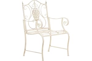 CLP Chaise de Jardin Punjab de Style Rustique I Chaise en Fer laqué I Fauteuil de Jardin particuličrement Stable, Couleur:crčme Antique