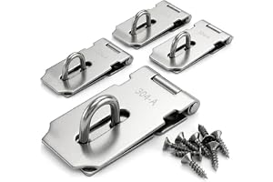 QWORK® 4 st hänglåsbeslag hasp, 82 mm 304 rostfritt stål hänglåsbeslag med skruvar, för dörr, skjul, fönster, låda