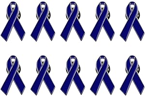WANDIC Pin Blue Ribbon, 10 PCS Rubans de Sensibilisation au Cancer du Côlon Broche D'Espoir Épingles à Bijoux en Émail pour Homme Ou Femme