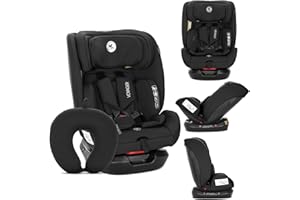 Lorelli Mitwachsender Kindersitz i-Size 40-150cm, Baby Autositz Voyager, Gruppe 0+/1/2/3, Autokindersitz ab Geburt bis 12 Jahre, 0-36 kg, Auto Babysitz ab Geburt, 5-Punkt-Gurt, Schwarz