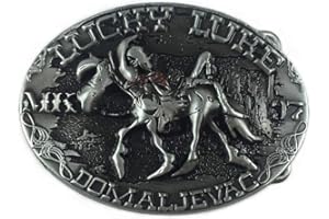 LKMY - Hebilla de cinturón para hombre, diseño de caballo de Lucky Luke Rider, hebilla de cinturón de vaquero occidental para hombres y mujeres