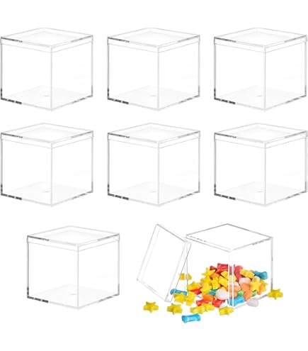 BENECREAT 2 stuks doorzichtige acryl doos met deksel, 10 cm acryl vierkante kubus opbergdoos, anti-stof duurzame organisatoren met scharnierend deksel voor huis geschenkverpakking, koffiepadhouder