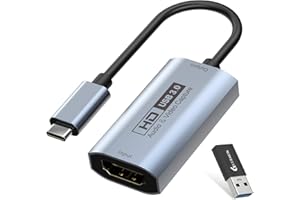 Guermok Video-Capture-Karte, USB 3.0 HDMI-zu-USB-C Aufzeichnungskarte, 4K/1080P60 Videoaufnahmegerät für Gaming, Live-Streaming und Video Recorder, kompatibel mit PC, Mac OS und Switch (Grau)