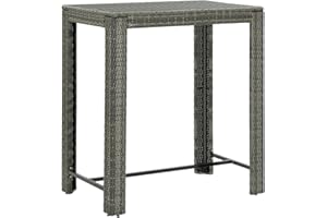 vidaXL Garden Bar Table - Grey Poly Rattan Outdoor/Indoor Table - 100x60.5x110.5 cm - Modern Rectangular Design with Powder-Coated Steel Frame'