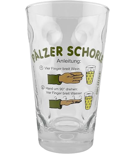 Dubbeglas 0,5 L Mit Spruch 'Chille, Grille, Schorle Kille...' - Pfälzer Schorleglas