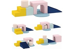 AIYAPLAY 8PCS Parcours motricité bébé, Jouet d'escalade, Mousse Blocs de Construction avec Housses en Velours lavables, Jouets éducatifs pour Enfants d'âge préscolaire, Multicolore