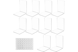 NUANGOO Lot de 10 Serres Livres, Serre-Livres en Acrylique Transparent, adaptés au Rangement de Livres, aux étagères de bibliothèque et aux Serre-Livres de Bureau