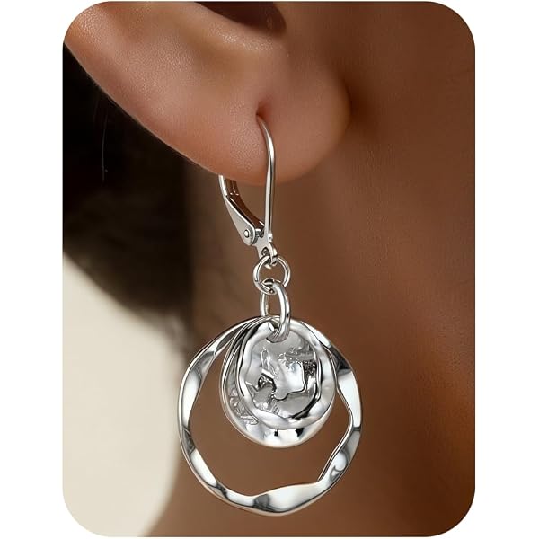 Boucles D'oreilles Pendantes En Argent Massif Rhodié - Occasion, Style Boucle, élégant