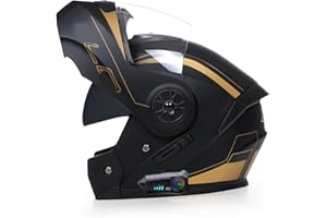 SDPPTY Bluetooth IntéGré Modulable Casque Moto,Flip-Up Casque avec Double Visière Casque Moto Intégral Casque Scooter Moto Anti-BuéE Double Miroir Homme Femme Casque ECE Homologué