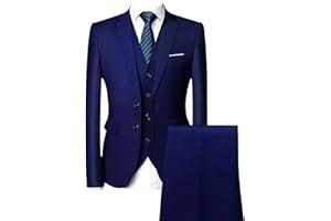 JESHIFANGJIUSU Ensemble de Costume 3 Pièces Coupe Régulière pour Hommes Pantalon Gilet Blazer d'affaires Solide à Deux Boutons Costumes de Mariage Décontractés Slim Fit pour Garçons d'honneur
